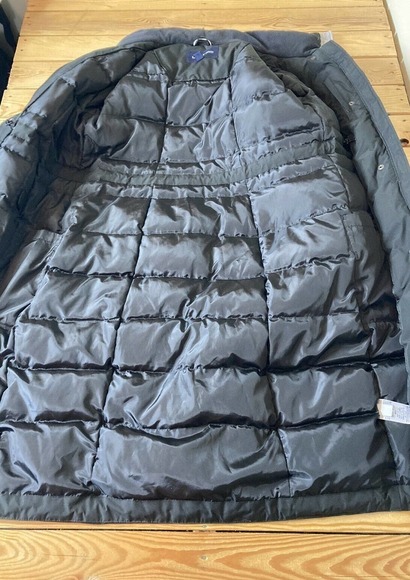 NEW Lands' End Down Long Coat Size Medium Women’s Black Snap Front Full Zip - Picture 3 of 9